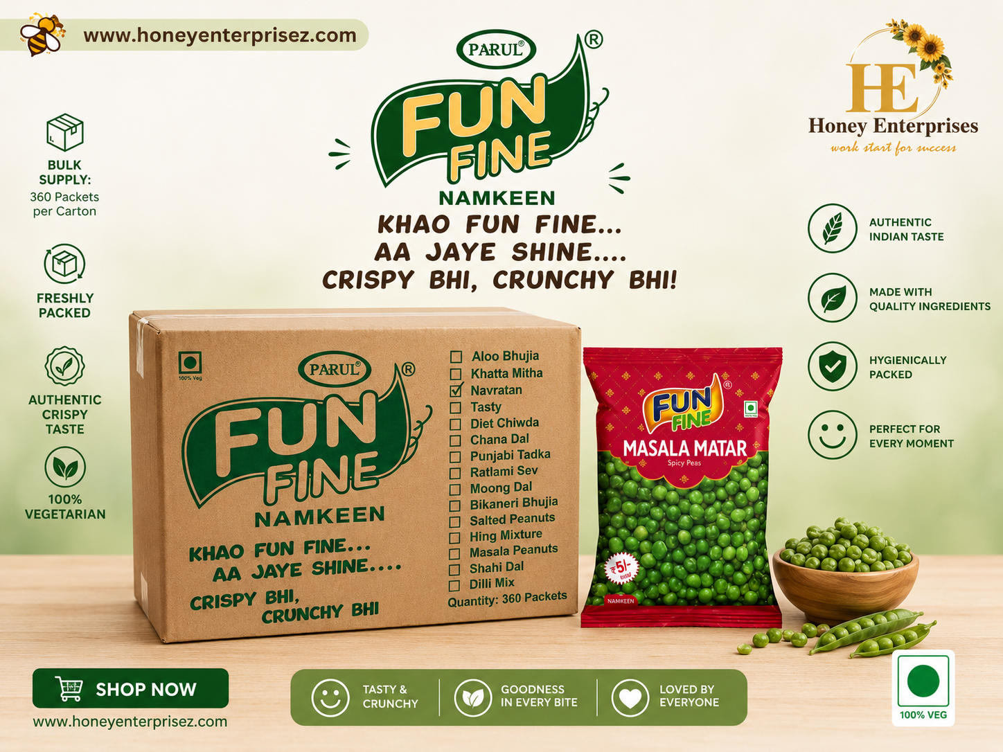 Fun Fine Masala Matar Mrp 5(1 box 360 pc)