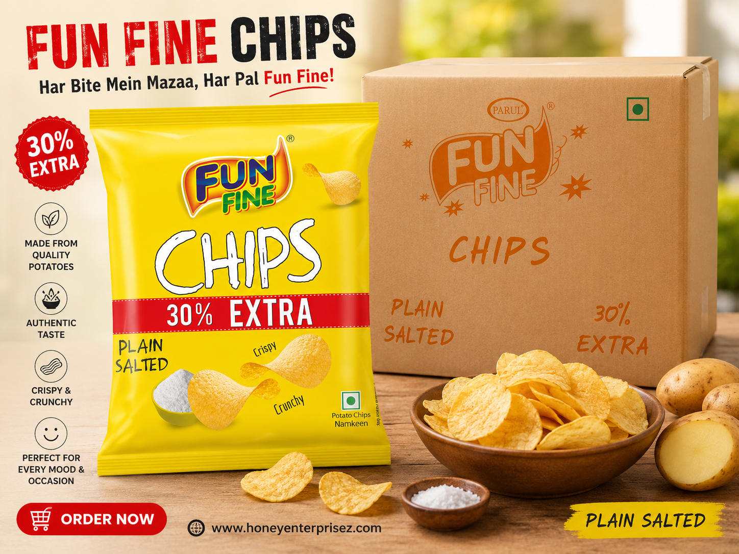 Fun Fine Plain Salted Chips Mrp 5 168pc
