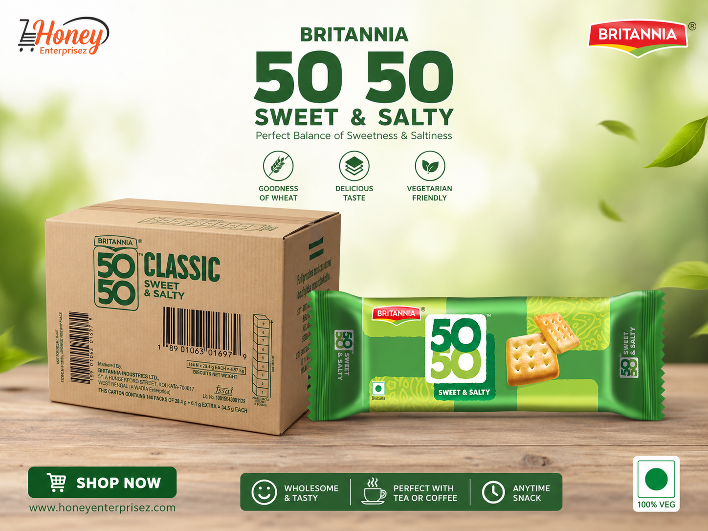 50 50 Classic Sweet & Salty Biscuits (Bulk Pack - 144 Packs)