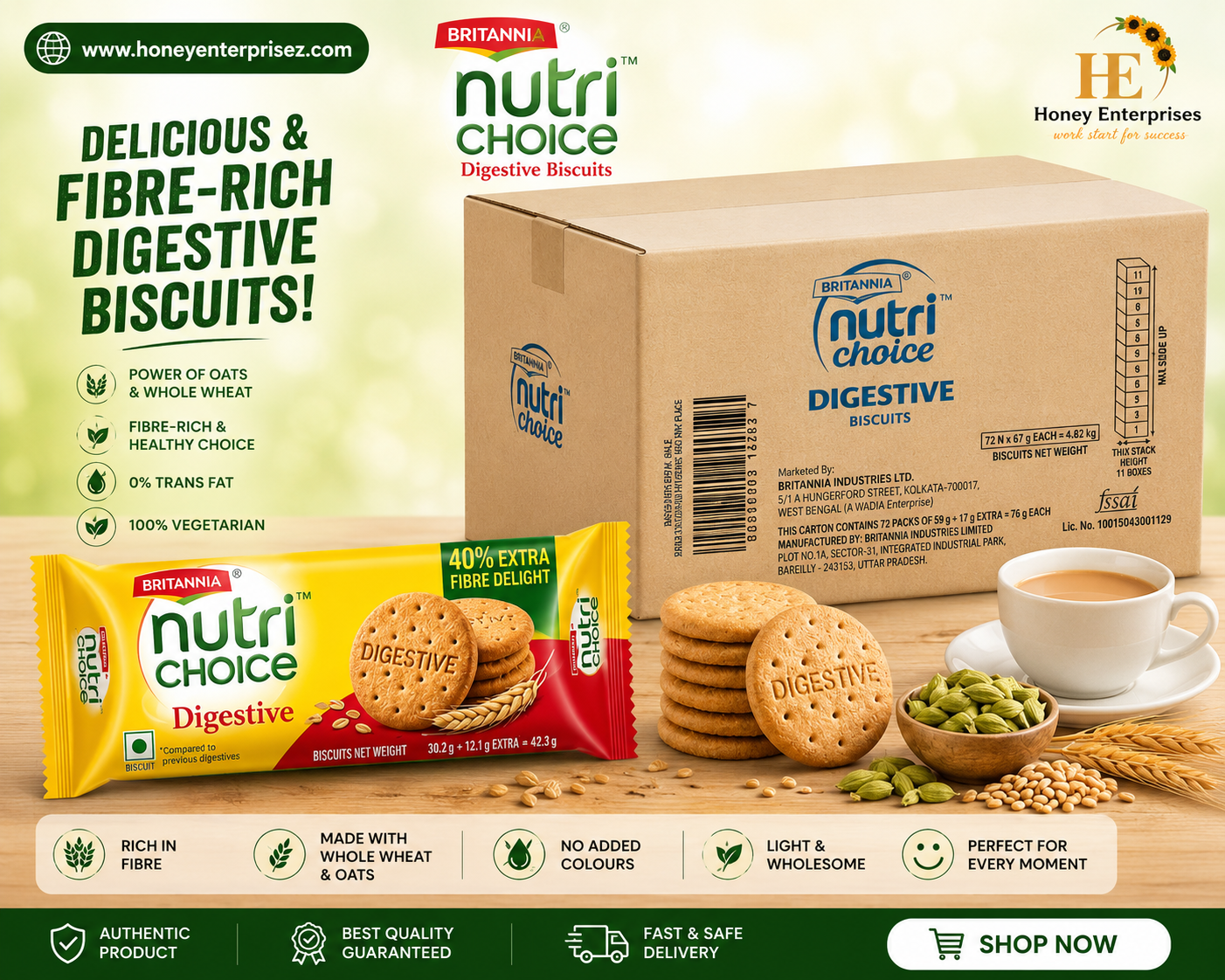 Britannia NutriChoice Digestive Biscuits (Bulk Pack - 72 Packs) Mrp 10